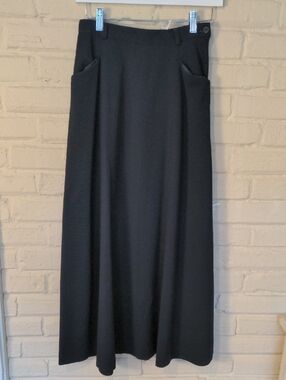 Jones New York Long Black A-Line Maxi Skirt with Pockets